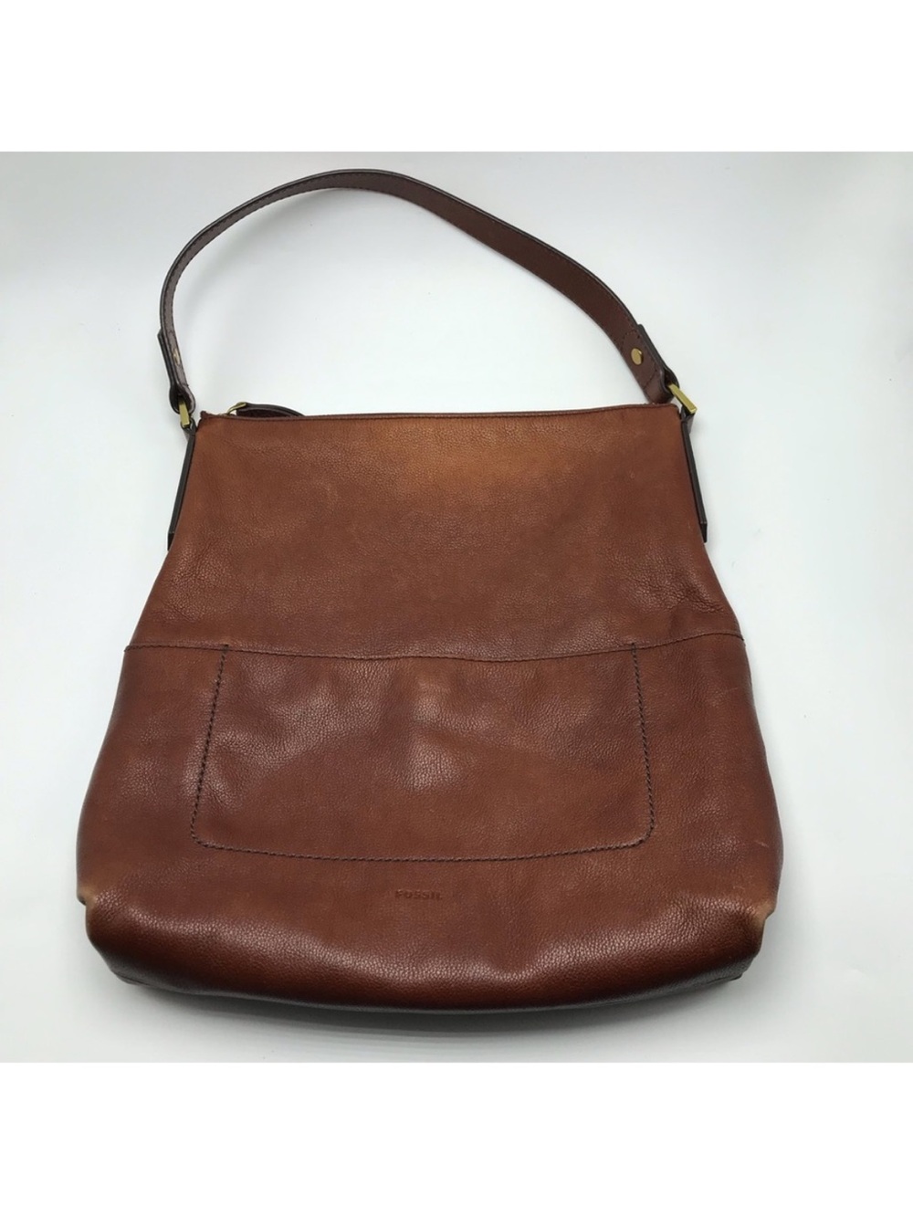 Fossil Cognac Brown Leather Amelia Shoulder Hobo Purse Bag